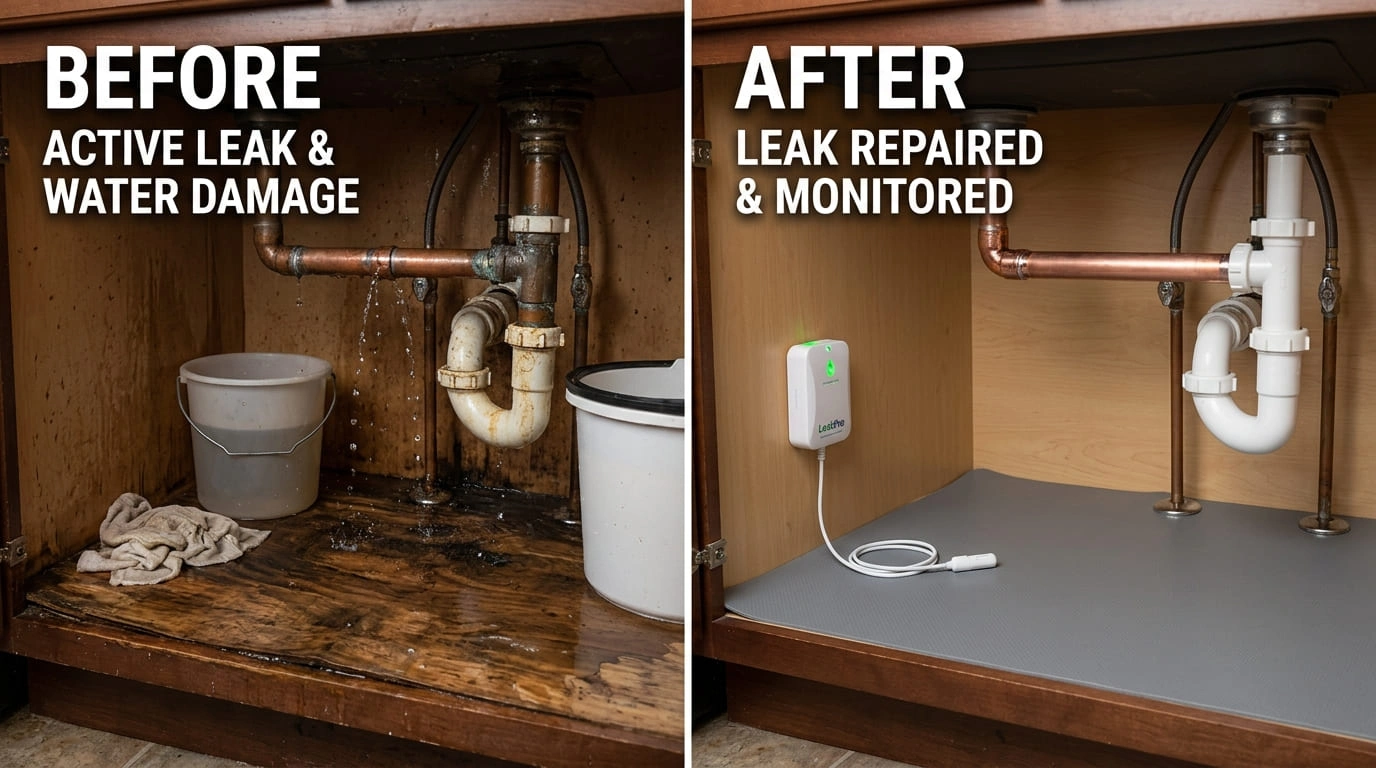 Water Leak Repair Before and After Cove Arva Plumbing Arvada CO